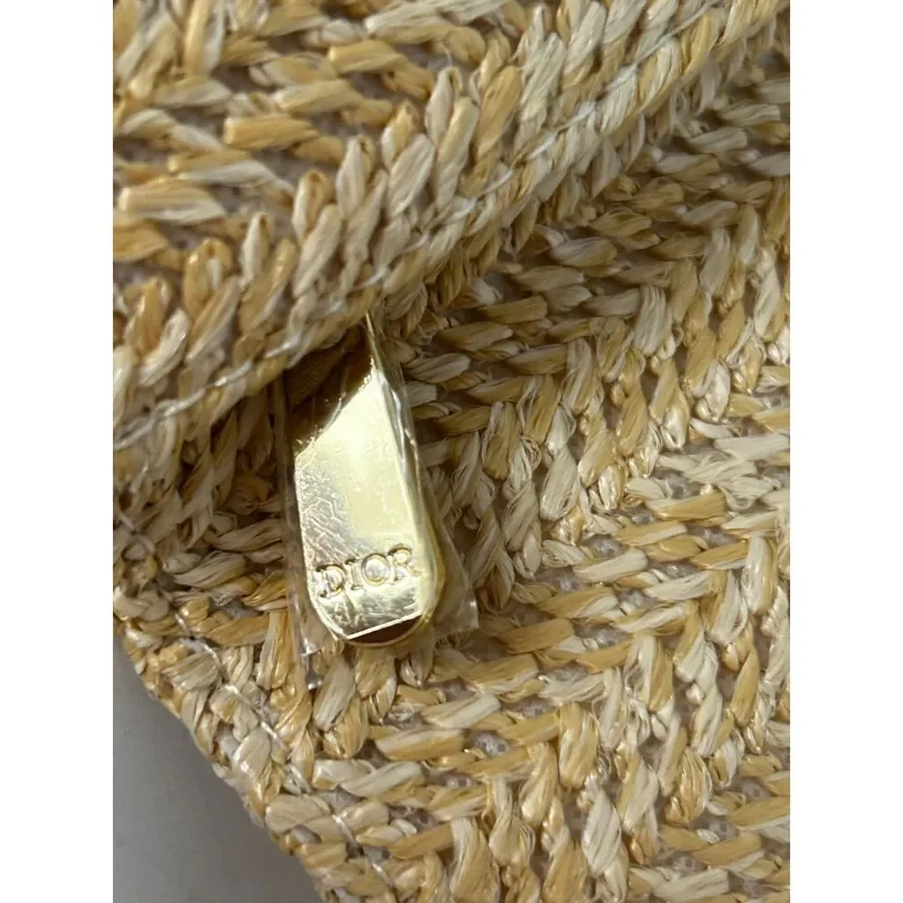Pre-owned Dior Straw Clutch Bag Phone Coin Purse Cosmetic Pouch